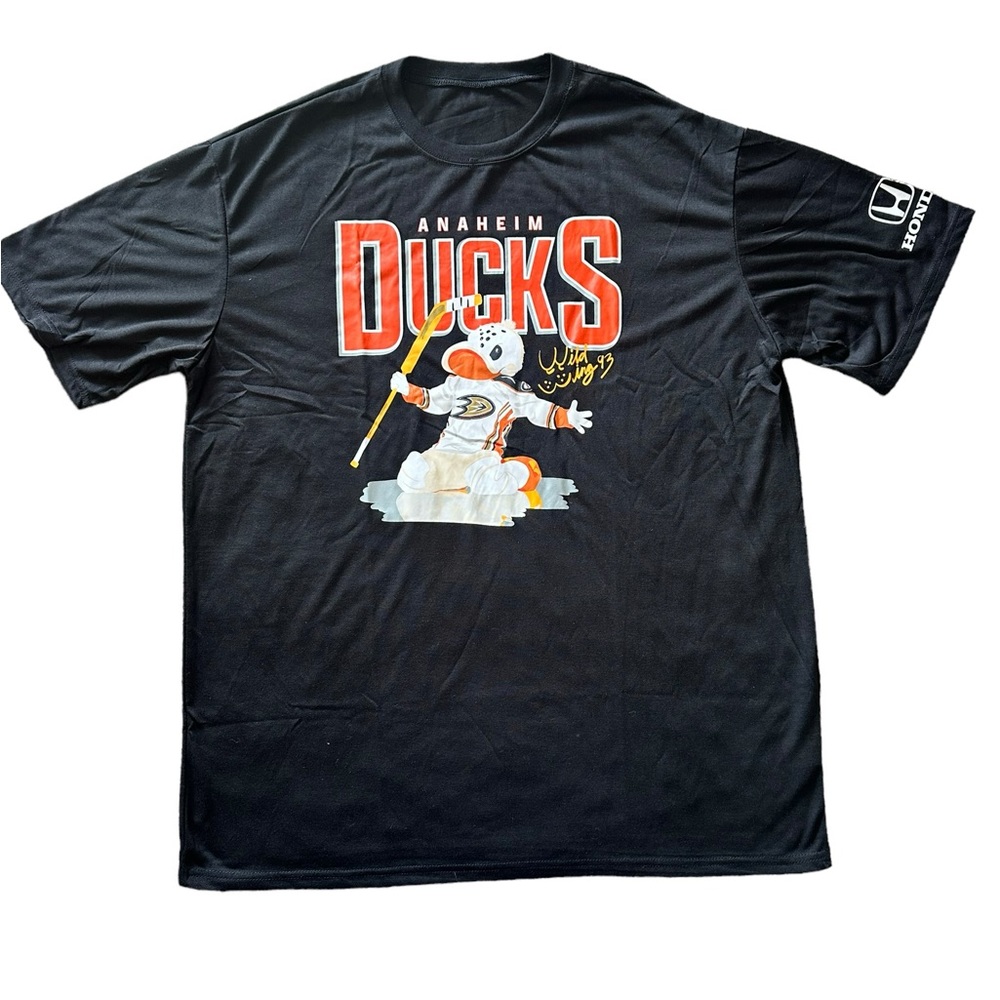NHL Anaheim Ducks Hockey Wild Wing ‘93 XL Black Athletic Gym Material T-shirt